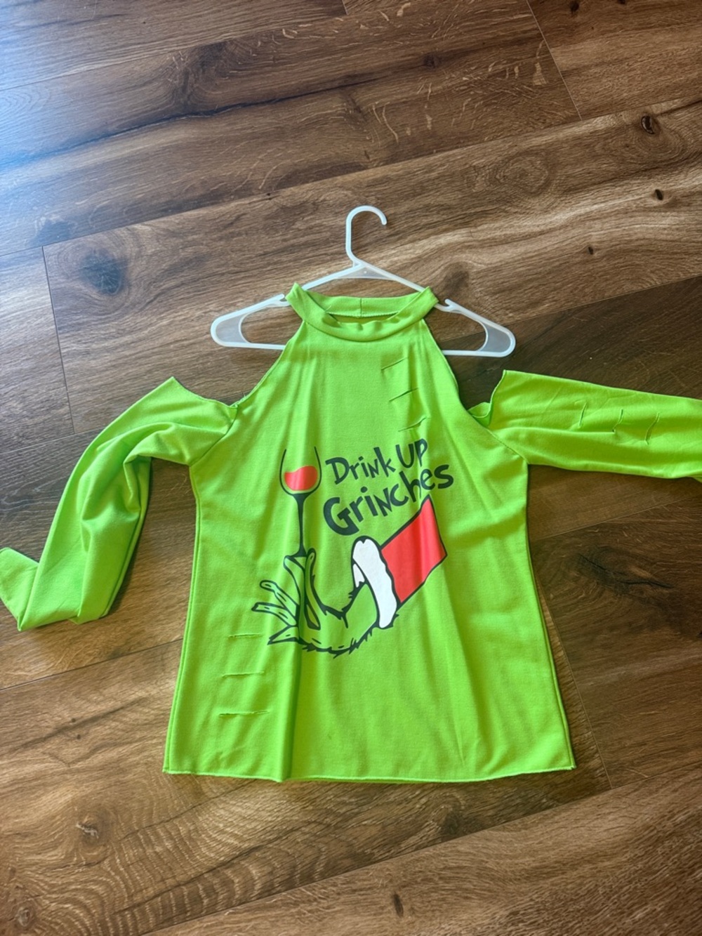Kids Green 'Drink Up Grinches' Cold-Shoulder Swim Top